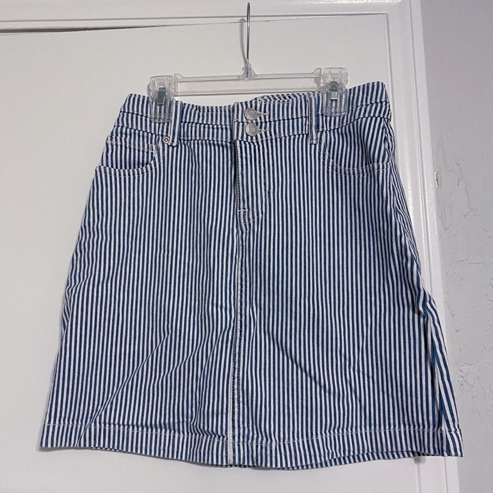 Denim Striped A-Line Skirt